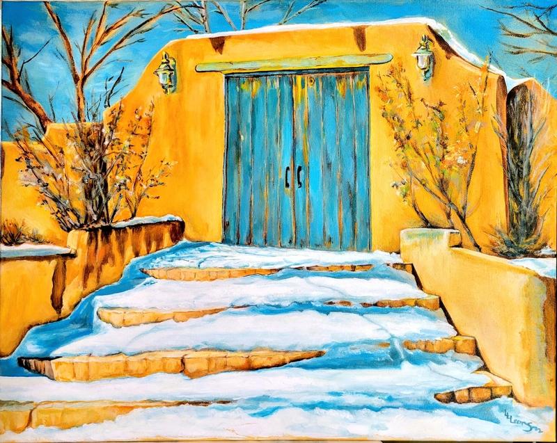 Turquoise Door in Snow